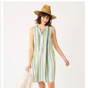 Sonoma Sleeveless Linen Stripped Boho Dress
